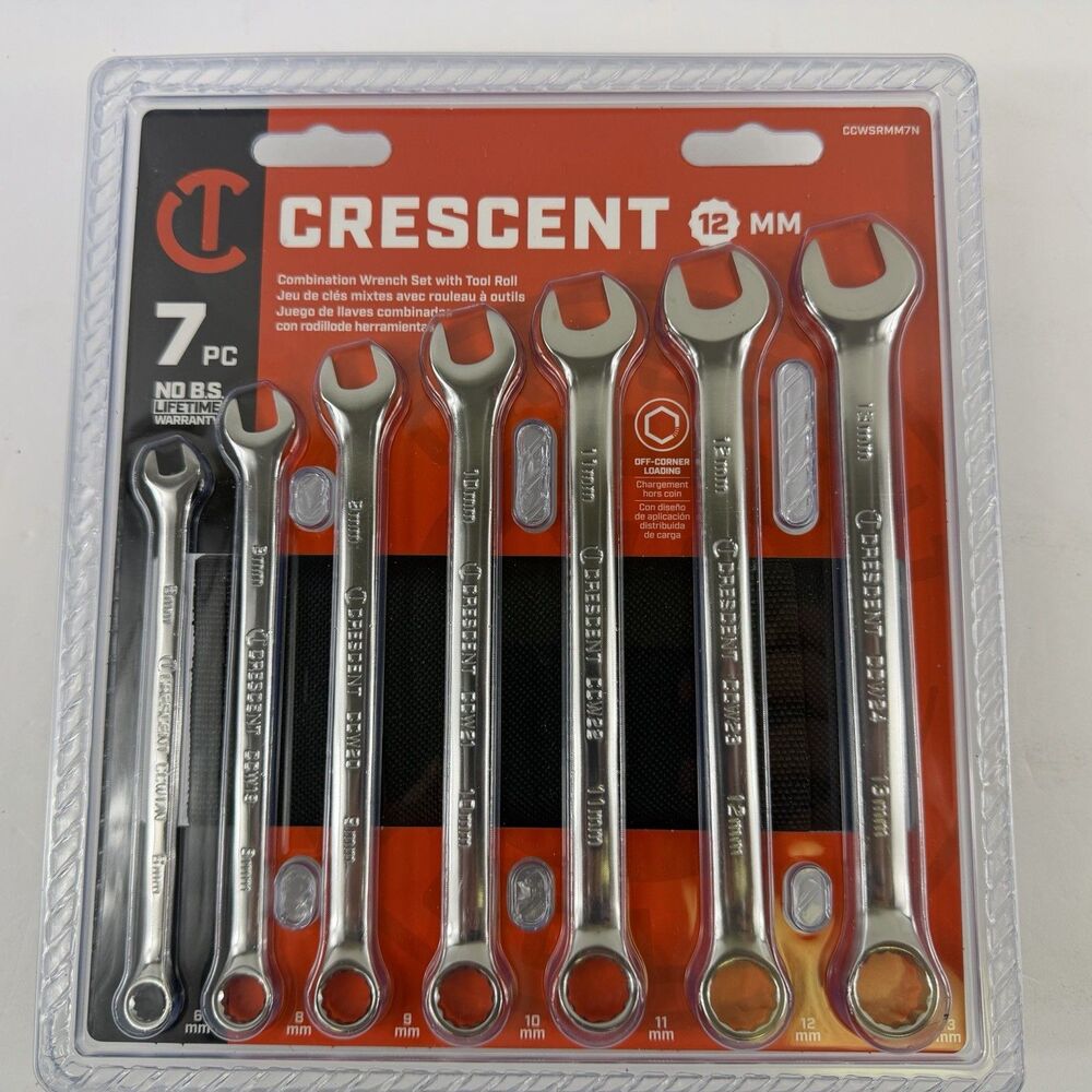 CRESCENT 7pc Combination Wrench Set w/Tool Roll ☆Metric☆ 6/8/9/10/11/12/13mm